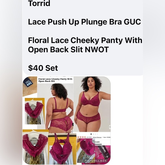 Torrid sexy panties and push up bra - Picture 2 of 2